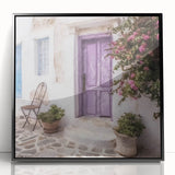 Large abstract wall art of a Greek door design in black and white, framed in acrylic, suitable for modern art wall decor.