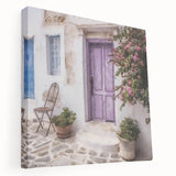 Large art print of a Greek architecture door on stretched canvas, in neutral tones, ideal for kitchen wall decor.