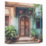 Acrylic print of a large abstract design featuring geometric patterns in earth tones.