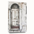Rustic Italian door design on acrylic glass, featuring earthy tones and architectural details.