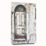 Rustic Italian door design on acrylic glass, featuring earthy tones and architectural details.