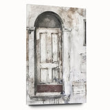 Acrylic print of a rustic Italian door in earthy tones, ideal for bedroom or dining room art.