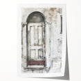 Rustic Italian door design on a rolled print, featuring earthy tones, ideal for art wall dining room.