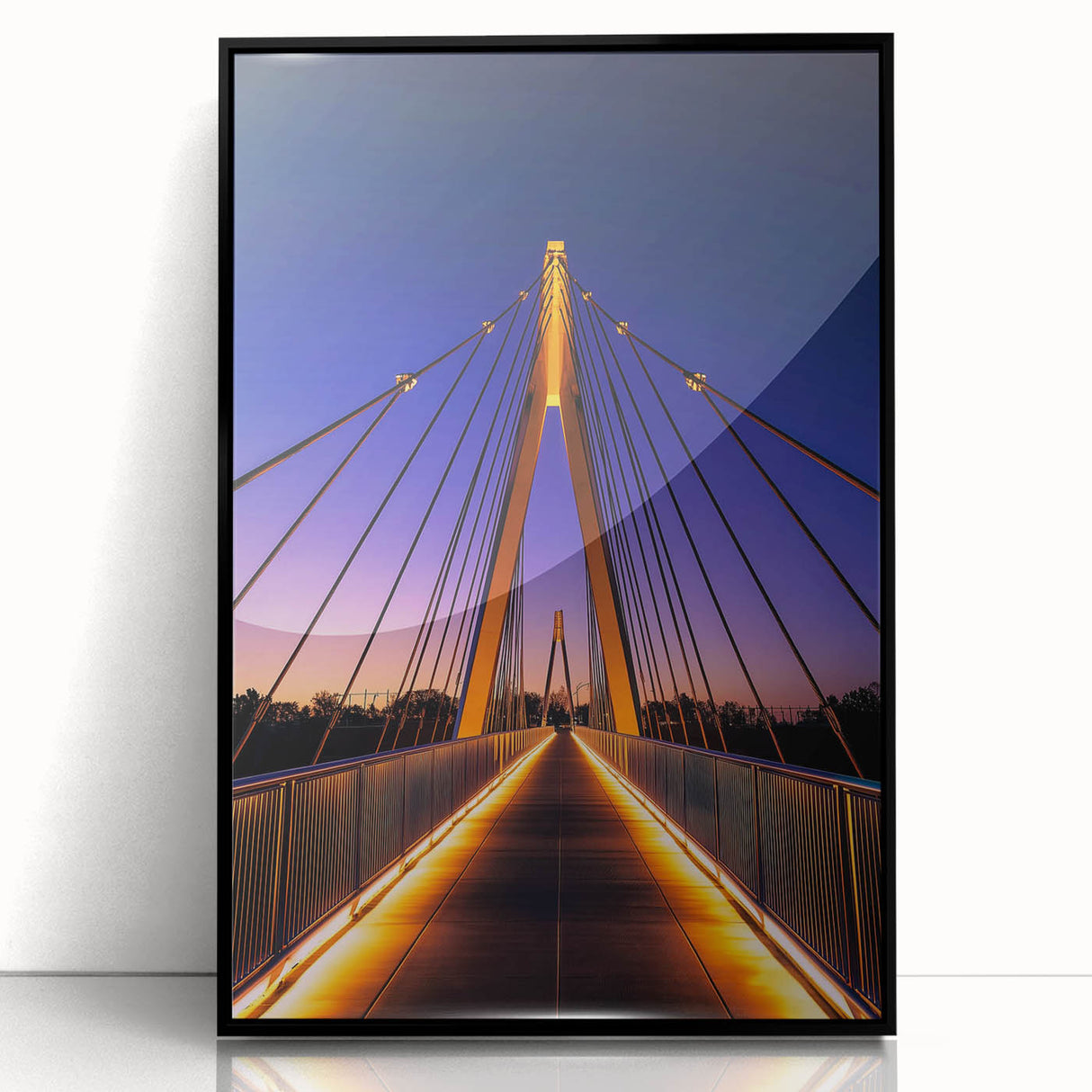 Large abstract wall art featuring geometric shapes in black and white on a framed acrylic.