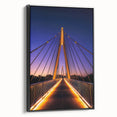 Black and white vintage poster art of landscape on framed canvas, suitable for bedroom wall placement.