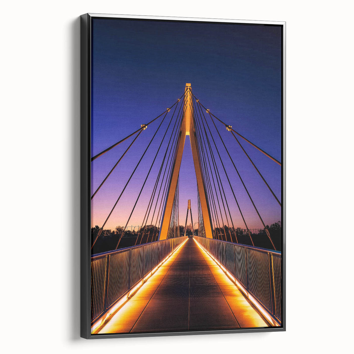 Black and white vintage poster art of landscape on framed canvas, suitable for bedroom wall placement.