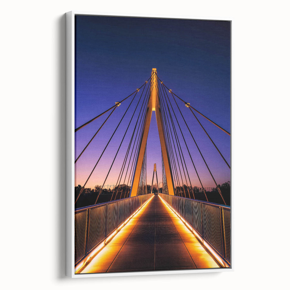 Framed vintage poster art of architectural design in black and colorful tones on canvas, ideal for living room decor.