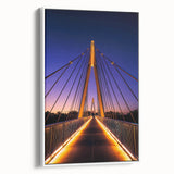 Framed vintage poster art of architectural design in black and colorful tones on canvas, ideal for living room decor.