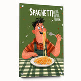 Large abstract wall art on acrylic glass featuring swirls of blue and green, ideal for dining room decor.