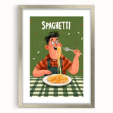 Textured abstract art print in muted gray and blue tones, framed in silver, ideal for modern bedroom ambiance.