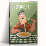 Mid-century modernist art of abstract dishes in muted pastels on a framed acrylic, ideal for nursery wall art.