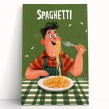 Black and white canvas print of assorted dishes, ideal for kitchen wall art or bedroom decor.