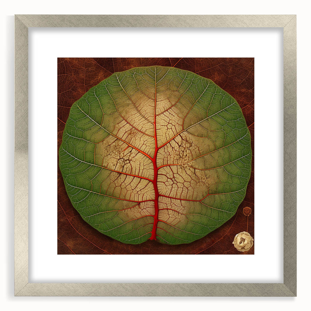 Framed wall art showcasing a vibrant floral and botanical design with silver matting, perfect for home decor, enhancing any interior space with nature-inspired elegance.