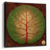 Framed canvas wall art showcasing a floral design with vibrant colors and intricate leaves, presented in a sleek black frame, ideal for modern decor.