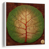 Framed wall art featuring a botanical design with vibrant flowers and leaves on a white background, showcasing a side view of the stylish canvas piece. Ideal for home decor.