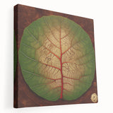 Stretched canvas wall art showcasing a vibrant floral and botanical design, featuring intricate leaves in a modern style, perfect for home decor accents.