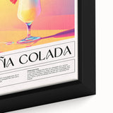 Extra large black wall art featuring colorful, textured food and drinks motifs on a framed canvas.