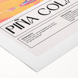 Art deco poster featuring a stylized cocktail glass, in bold black and golden tones on rolled canvas.