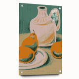 Acrylic glass print of colorful fruits in a large abstract style, suitable for dining room or bedroom decor.