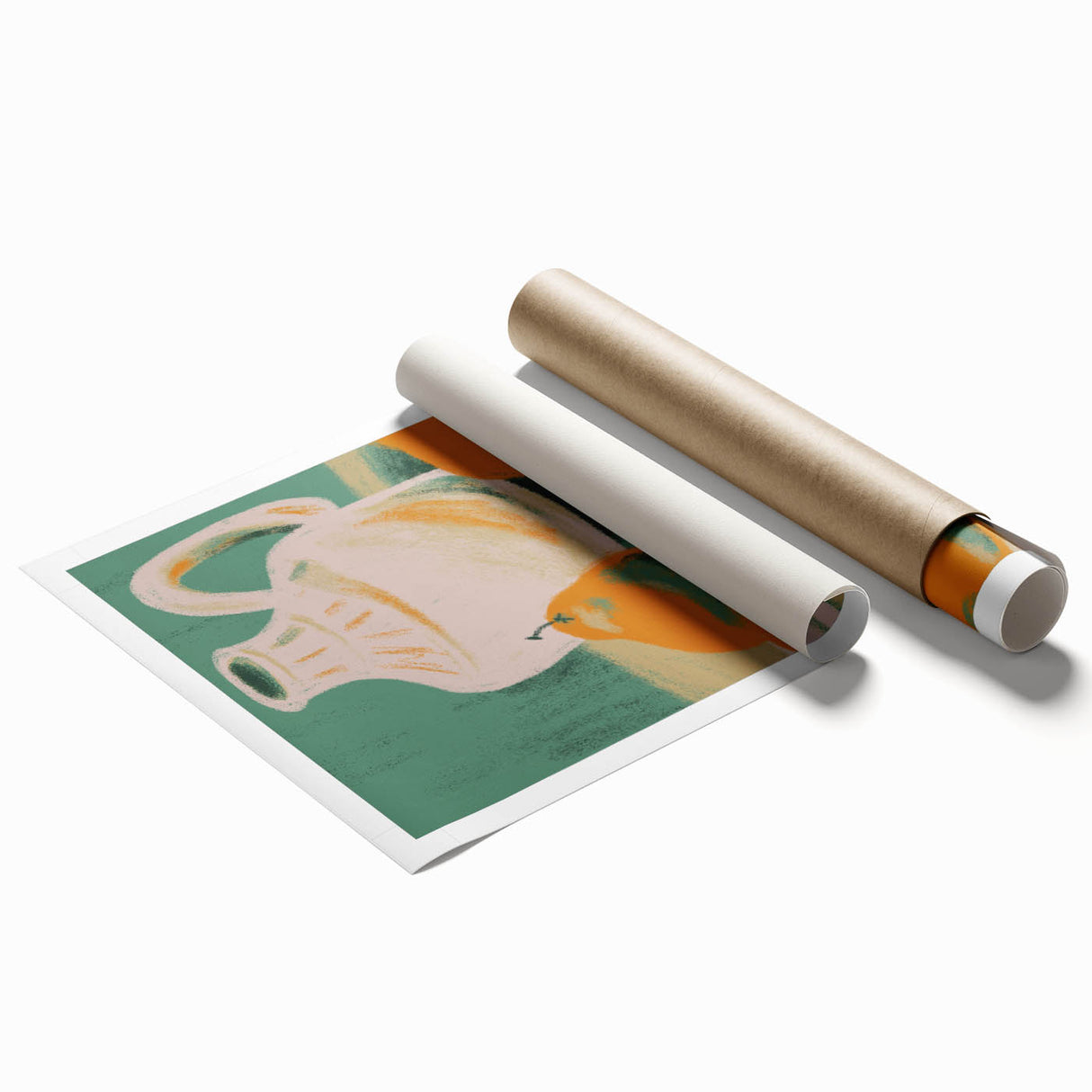Extra large, rolled print featuring an array of vibrant fruits, ideal for classy bathroom or large living room wall art.