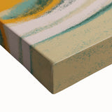 Close-up of a large art canvas featuring black and white landscape art paintings of fruits, ideal for bedroom wall decor.