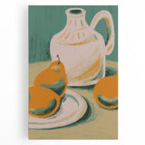 Large black and white stretched canvas featuring assorted fruits, ideal for kitchen wall art.