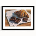 Extra large wall art featuring abstract art prints of colorful pastries, in a black frame, ideal for living room decor.