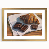 Extra large abstract art print featuring textured pastries in soft earth tones, framed in gold, ideal for living room decor.