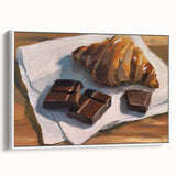 Vintage poster art of colorful pastries on a framed canvas, suitable for extra large wall art in living rooms.