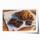 Rolled print of pastries in soft pastel shades, suitable as art wall for dining room or classy bathroom.