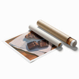 Extra large rolled print of pastries with floral elements in soft pastel tones.