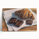 Black and white photo of assorted pastries on stretched canvas, ideal for kitchen wall art.