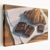 Large canvas depicting assorted pastries in soft pastel colors, suitable for kitchen wall art.