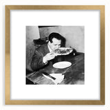 Extra large abstract art print featuring textured swirls in gold and black, framed with a gold mat.