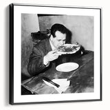 Black and white vintage poster art featuring a landscape painting on a framed canvas, suited for bedroom decor.