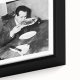 Close-up of a black wall art canvas featuring colorful, textured depictions of diverse people, ideal for living room decor.