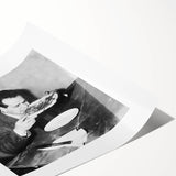 Extra large rolled print featuring line art flowers in black and white, ideal for large living room wall art.