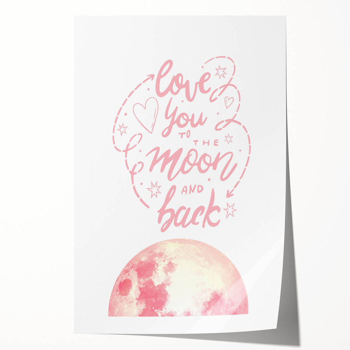 Love You to the Moon Girls Room Wall Art – Nursery Print