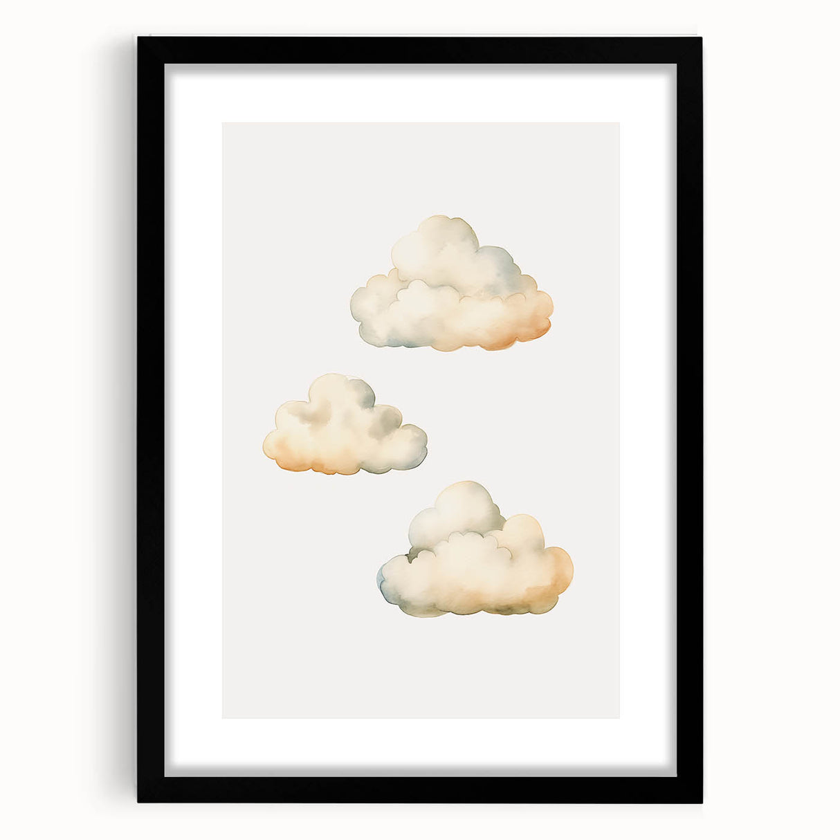 Soft Watercolor Clouds Nursery Wall Art - Baby Room Decor