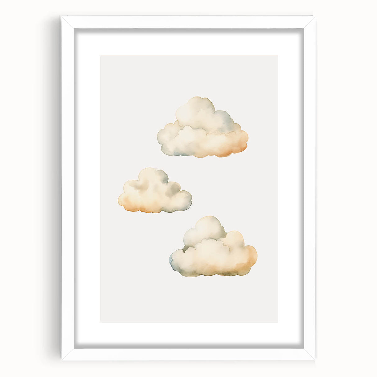 Soft Watercolor Clouds Nursery Wall Art - Baby Room Decor