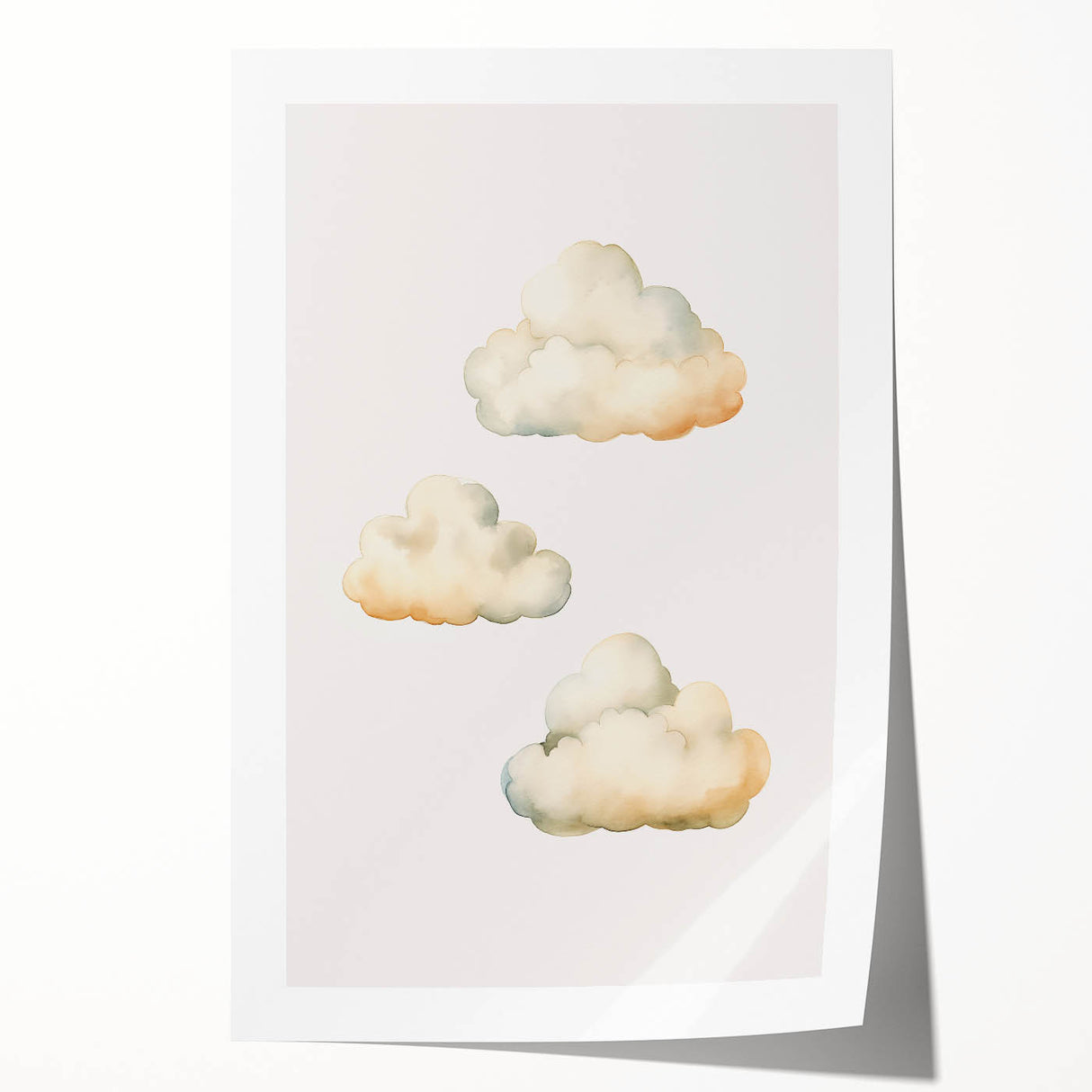 Soft Watercolor Clouds Nursery Wall Art - Baby Room Decor