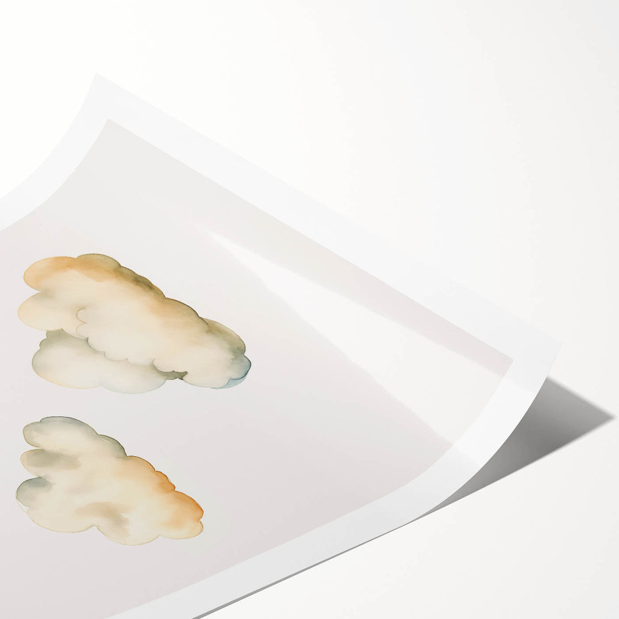 Soft Watercolor Clouds Nursery Wall Art - Baby Room Decor