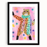 Framed Canvas Art for Children - Playful Cheetah Nursery Print