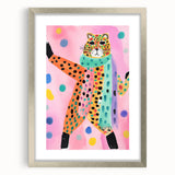 Framed Canvas Art for Children - Playful Cheetah Nursery Print