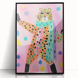 Framed Canvas Art for Children - Playful Cheetah Nursery Print