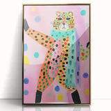 Framed Canvas Art for Children - Playful Cheetah Nursery Print