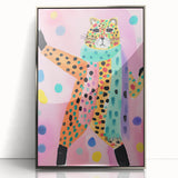 Framed Canvas Art for Children - Playful Cheetah Nursery Print