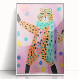 Framed Canvas Art for Children - Playful Cheetah Nursery Print