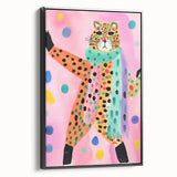 Framed Canvas Art for Children - Playful Cheetah Nursery Print