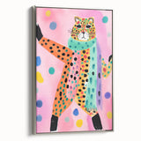 Framed Canvas Art for Children - Playful Cheetah Nursery Print